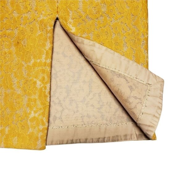 KEEPSAKE The Label Lace Mustard color Pencil Skirt medium weight - Picture 2 of 6